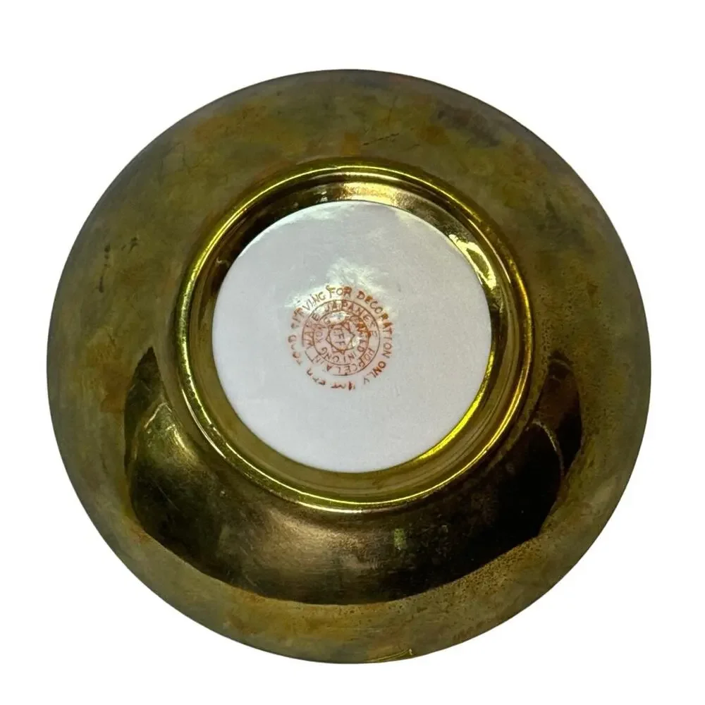 Vtg T.F.F. Oriental Kids Playing Brass Encased Porcelain Decorative Bowl‎ 5.5